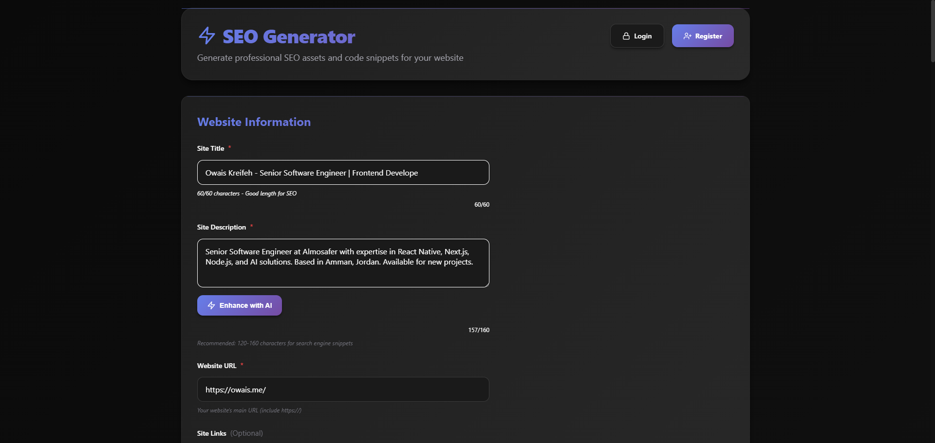 SEO Generator - Professional SEO Asset Generator screenshot